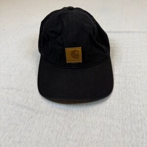 Carhartt Black Cotton Canvas Baseball Cap Adjustable Strap Logo Patch Mens